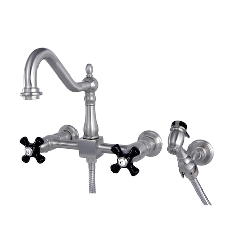 Duchess KS1248PKXBS 8" Centerset Wall Mount Kitchen Faucet with Brass Sprayer KS1248PKXBS